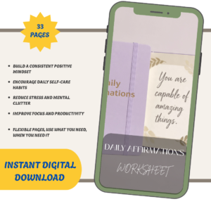 daily affirmations worksheet build positivity & confidence every day stay motivated & inspired daily