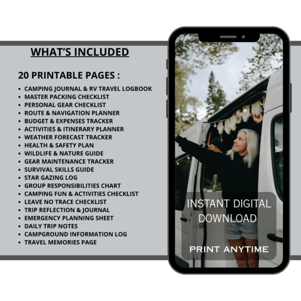 camping & rv travel worksheet – printable trip planner, packing & budget checklist